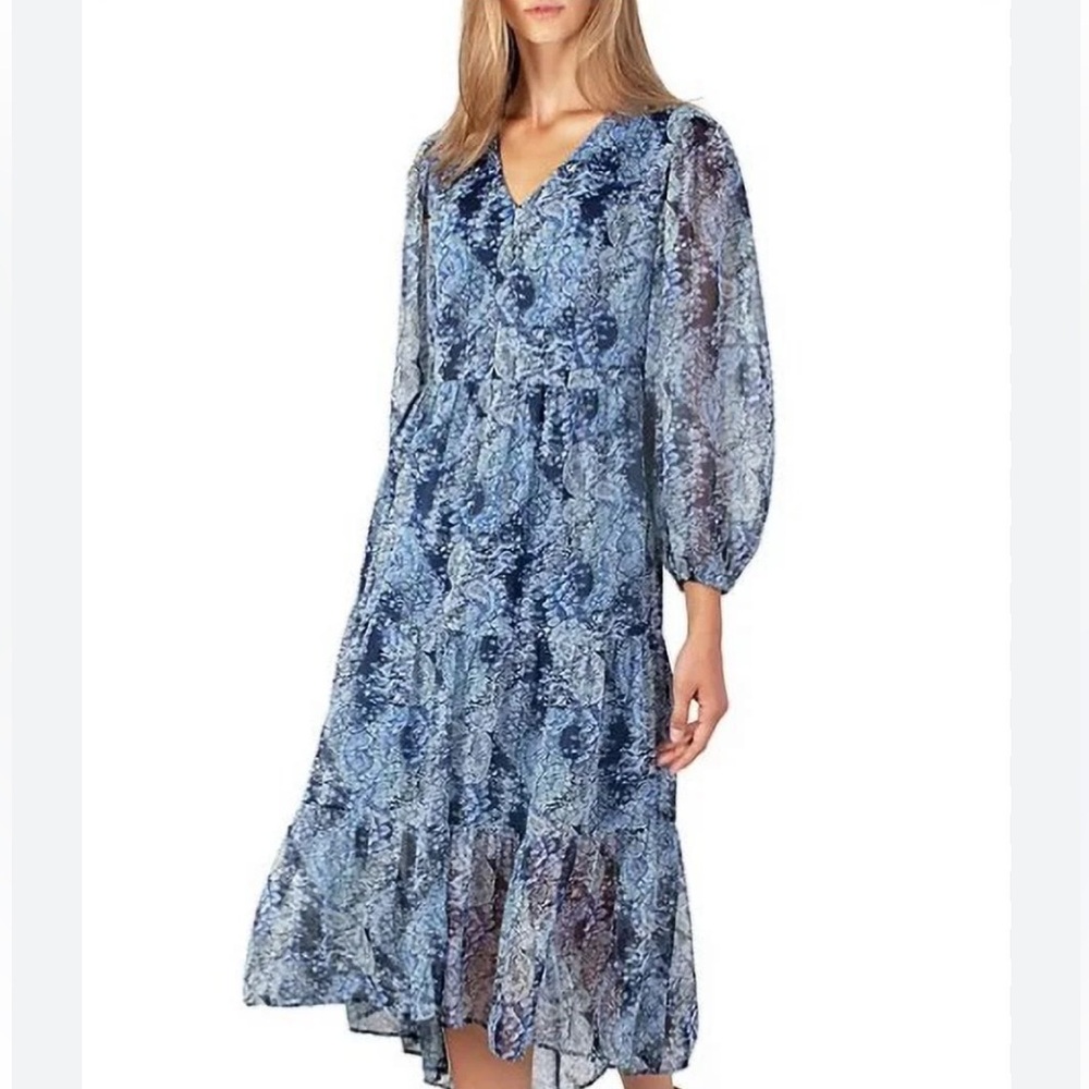 Joie | Parisian Paisley Blue Floral flowy Long Sleeve Dress